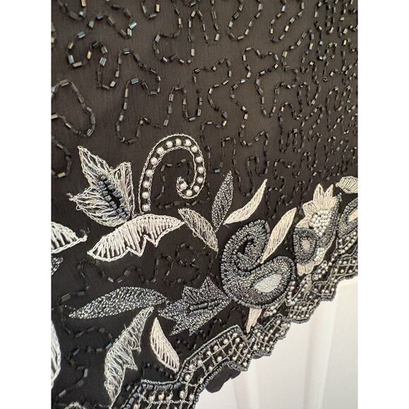 Vintage Kazar Women’s Large Beaded, Sequined, Embroidered Long Sleeve Top, Zip - Picture 10 of 16